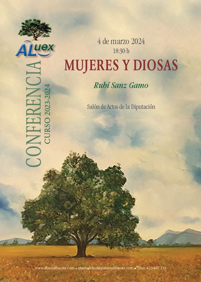 cartel conferencia aluex mujeres y diosas